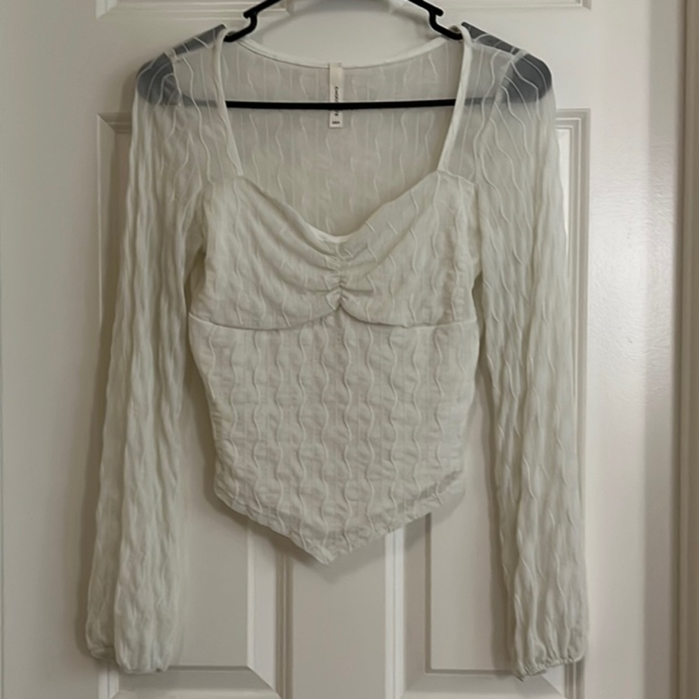 Chocolate Cream Long Sleeve Asymmetrical Blouse